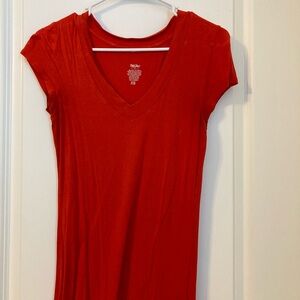 Women's Red V-Neck Top